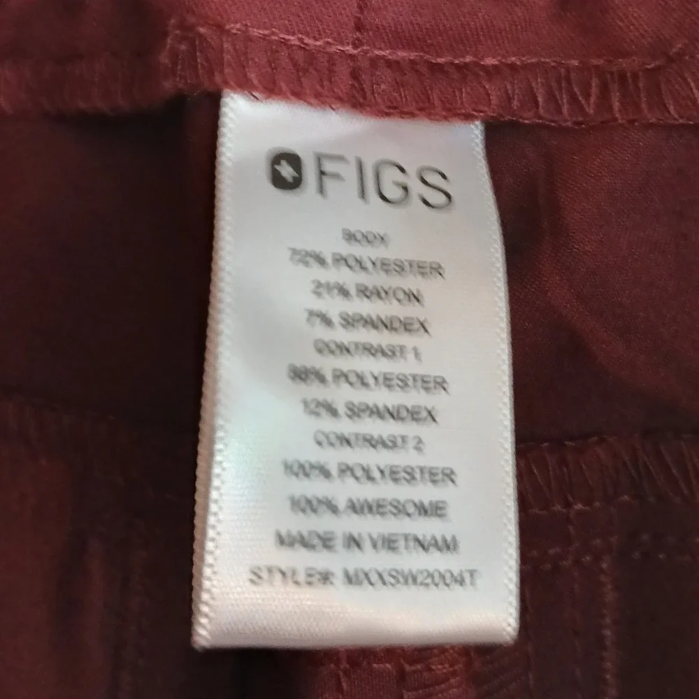 FIGS Men's Scrub Pants Burgundy Red Jogger Style Athletic Fit Size Small Tall